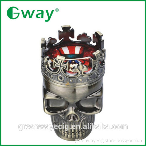 Unique design king skull shape metal herb grinder weed / spices skull grinder wholesale